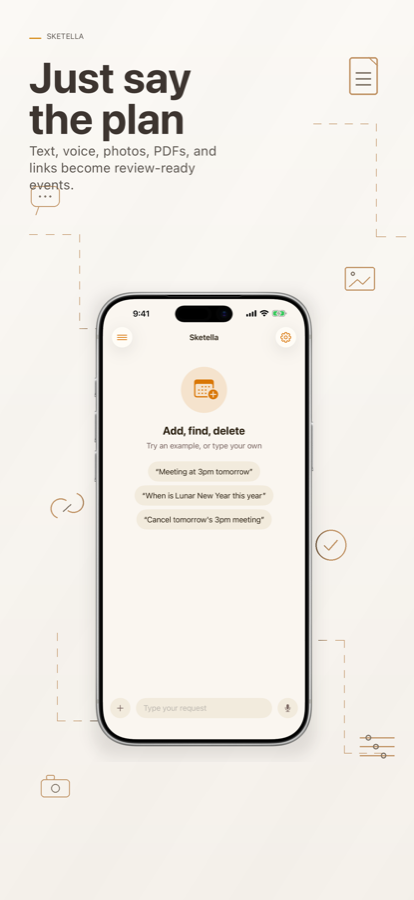 Use voice or text input in Sketella