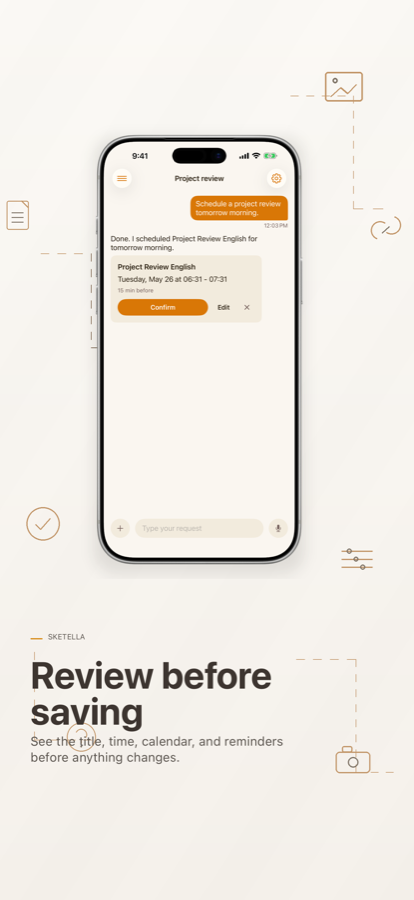 Review a Sketella calendar draft before saving